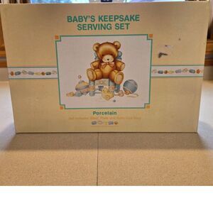 VTG Hallmark Baby's Keepsake Porcelain Serving Set Plate Bowl Cup New With Box